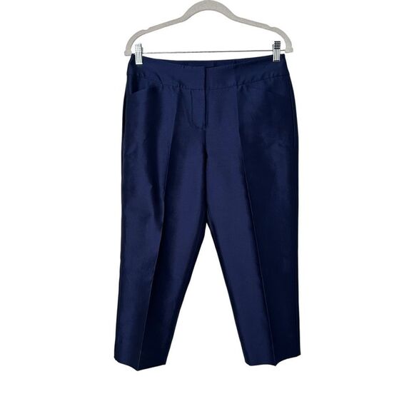 Talbots Navy Blue Silk Cropped Pants The Grace Fit - Picture 1 of 8